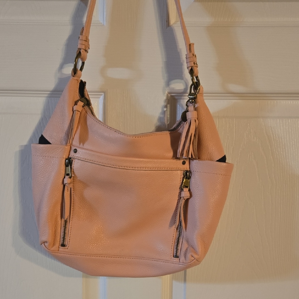 The Sak Collective Blush Pink Pebbled Leather Crossbody Bag 14" X 9"